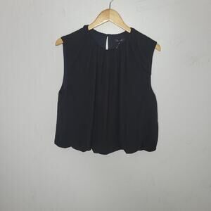 Madewell Women Top Size 14 Black Sleeveless Bubble Chiffon Flowy‎ Classic Nt236